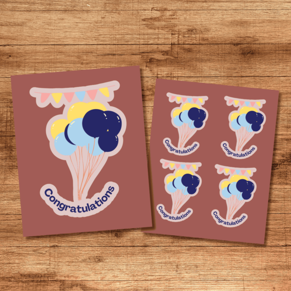 colorful party balloon sticker
