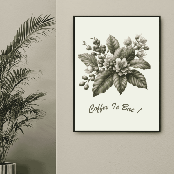 minimalist coffee leaf wall art