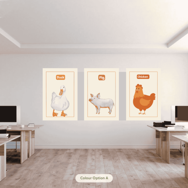 Kids’ Domestic Animals Learning Poster – Friendly & Fun