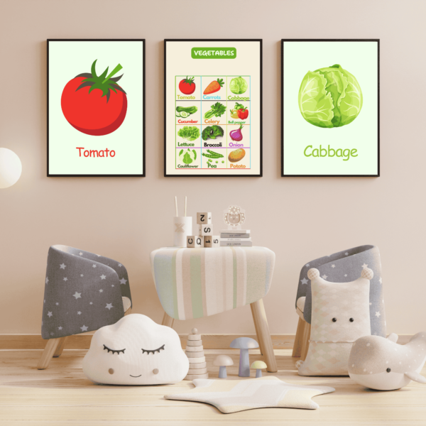 kids educational poster fruits and vegetables