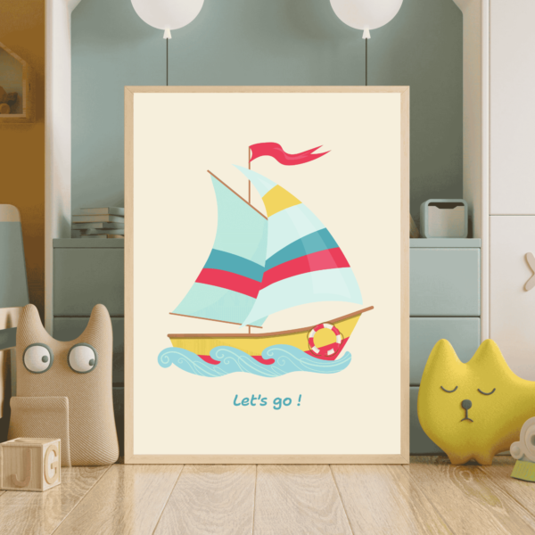 sailboat poster, ocean poster, ocean baby, sailing boat, sailing ship, children poster, baby room decor, sea baby, kids poster, nautical