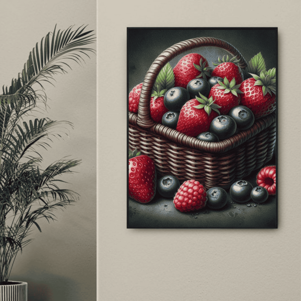 Berries fruits basket wall art